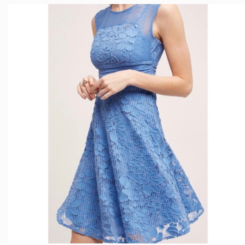 Anthropologie "Liliflora Dress" by Moulinette Soeurs, Blue Lace, Size 2